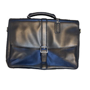 Coach Lexington Briefcase Black Leather Travel Messenger Bag Work Laptop Case